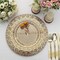 GOLD 6 Plastic 13" Round CHARGER PLATES Embossed Peacock Pattern